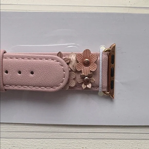 Floral Appliqué Pink Watch Strap - fits Apple Watch 38mm Series 1, 2, 3 - Picture 6 of 13